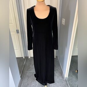 Vintage Black Velvet Long Sleeve‎ Maxi Dress Witchy Whimsigoth